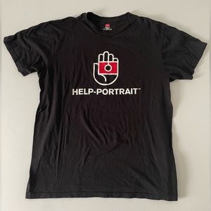 Help Portrait Black T-shirt Hanes Nano Unisex Large